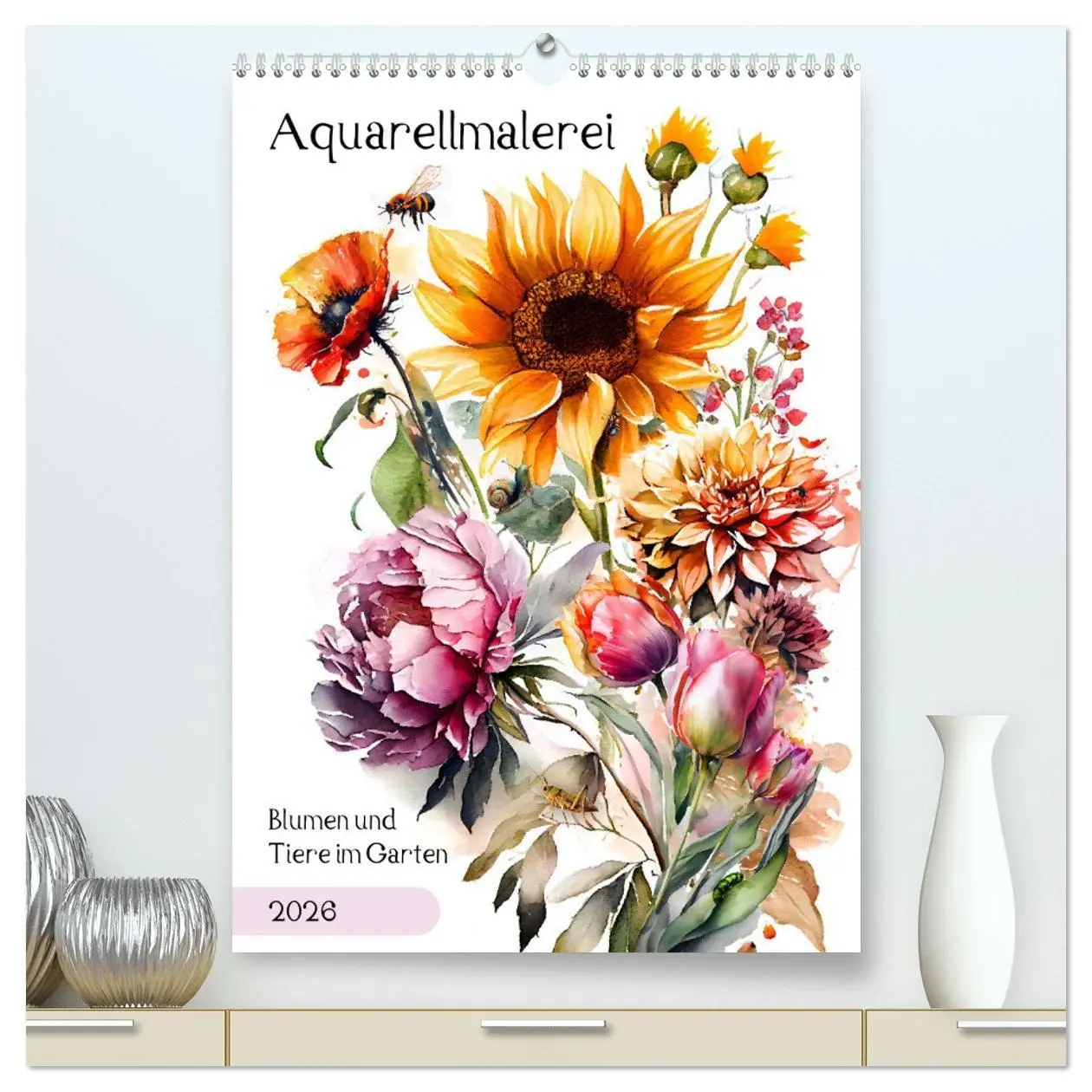 Cover: 9783516326529 | Aquarellmalerei - Blumen und Tiere im Garten (hochwertiger Premium...