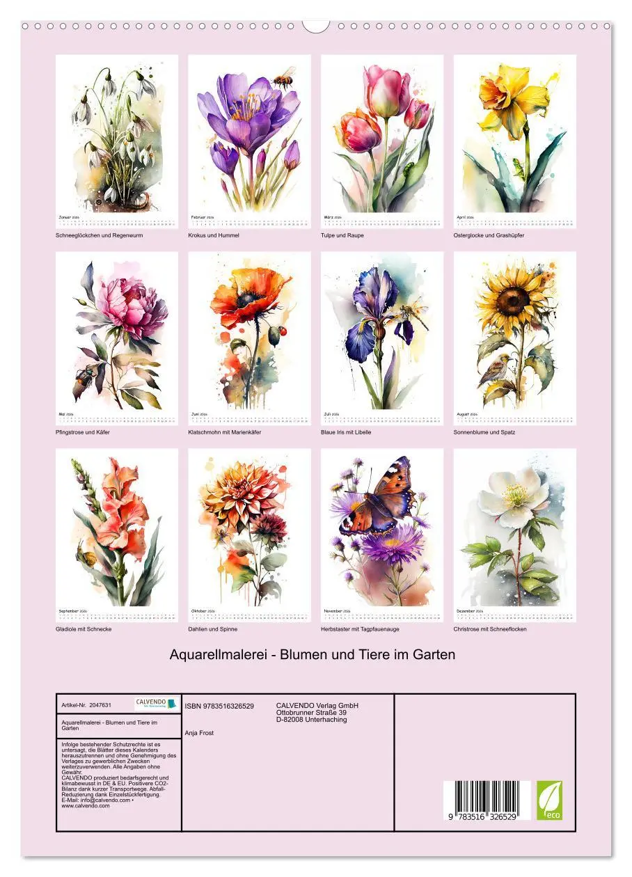 Bild: 9783516326529 | Aquarellmalerei - Blumen und Tiere im Garten (hochwertiger Premium...