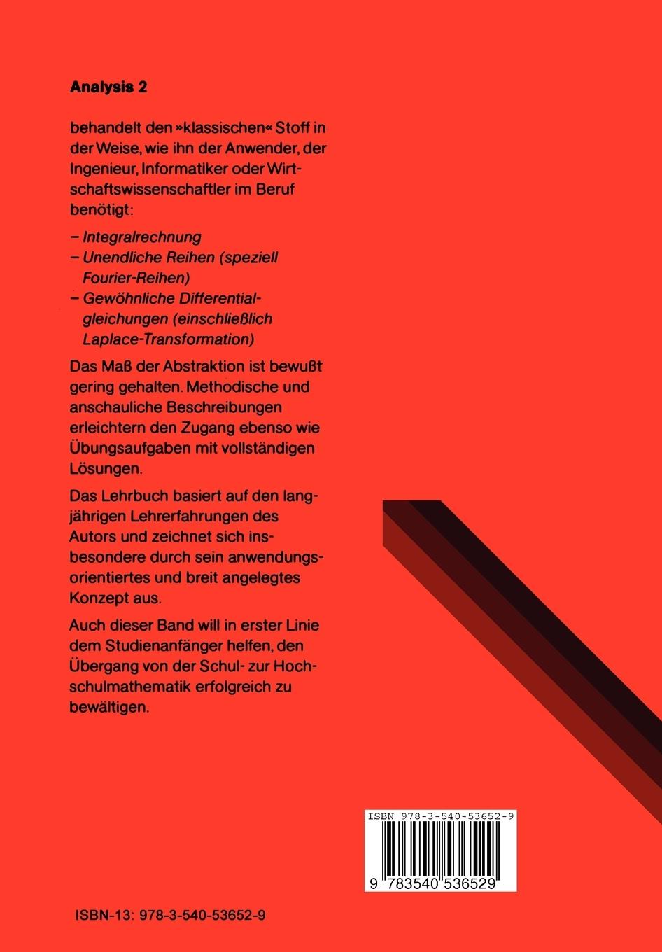 Rückseite: 9783540536529 | Analysis 2 | Gert Böhme | Taschenbuch | Springer-Lehrbuch | ix | 1991