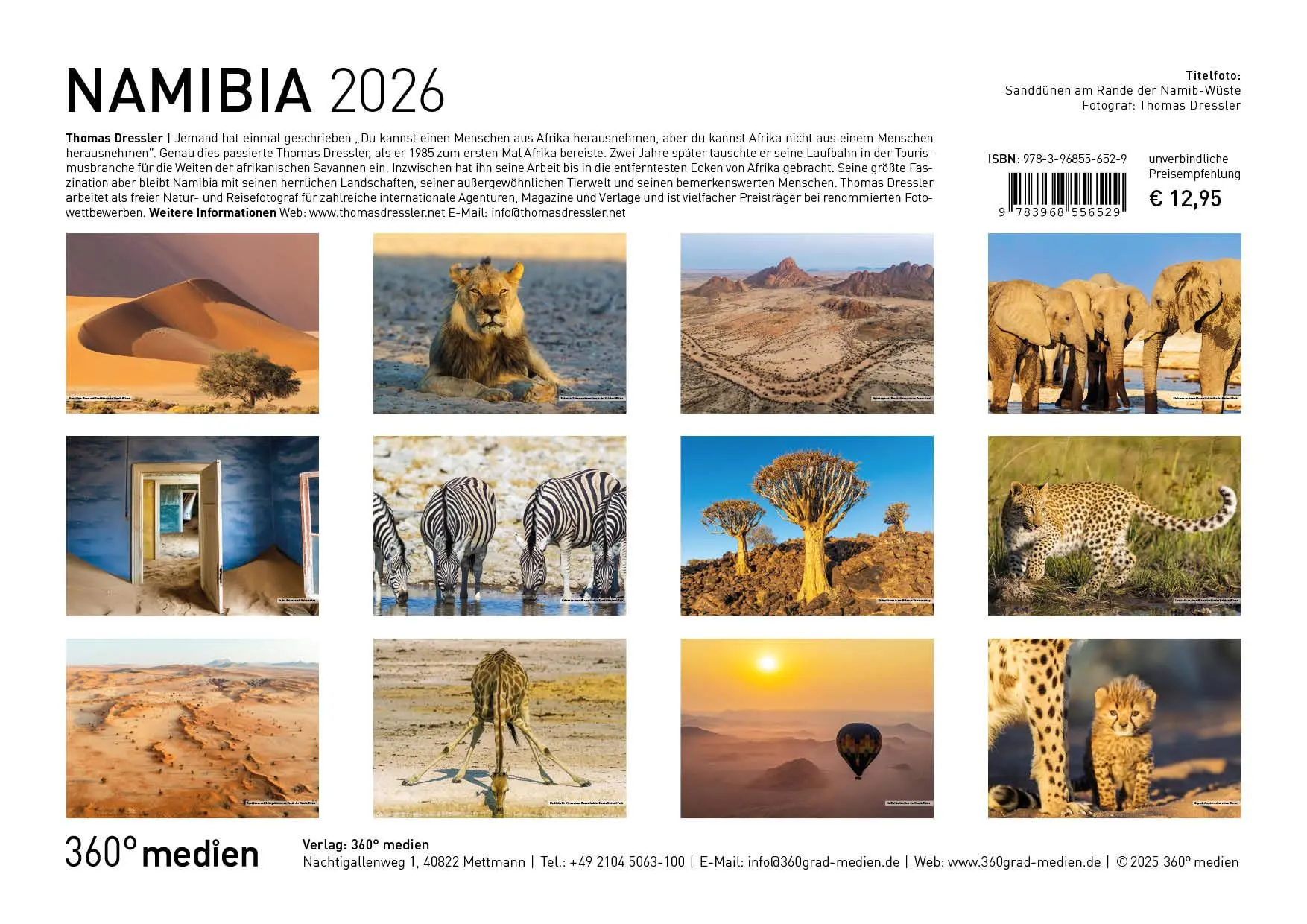 Rückseite: 9783968556529 | Namibia Broschürenkalender 2026 | Thomas Dreßler | Kalender | 28 S.