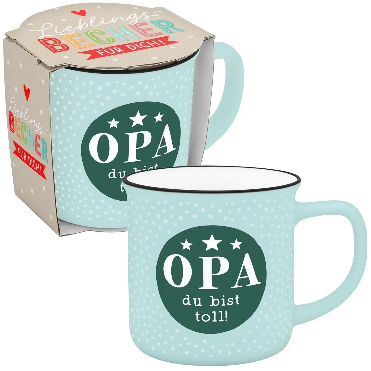 Becher in Emailloptik "Opa du bist toll!"