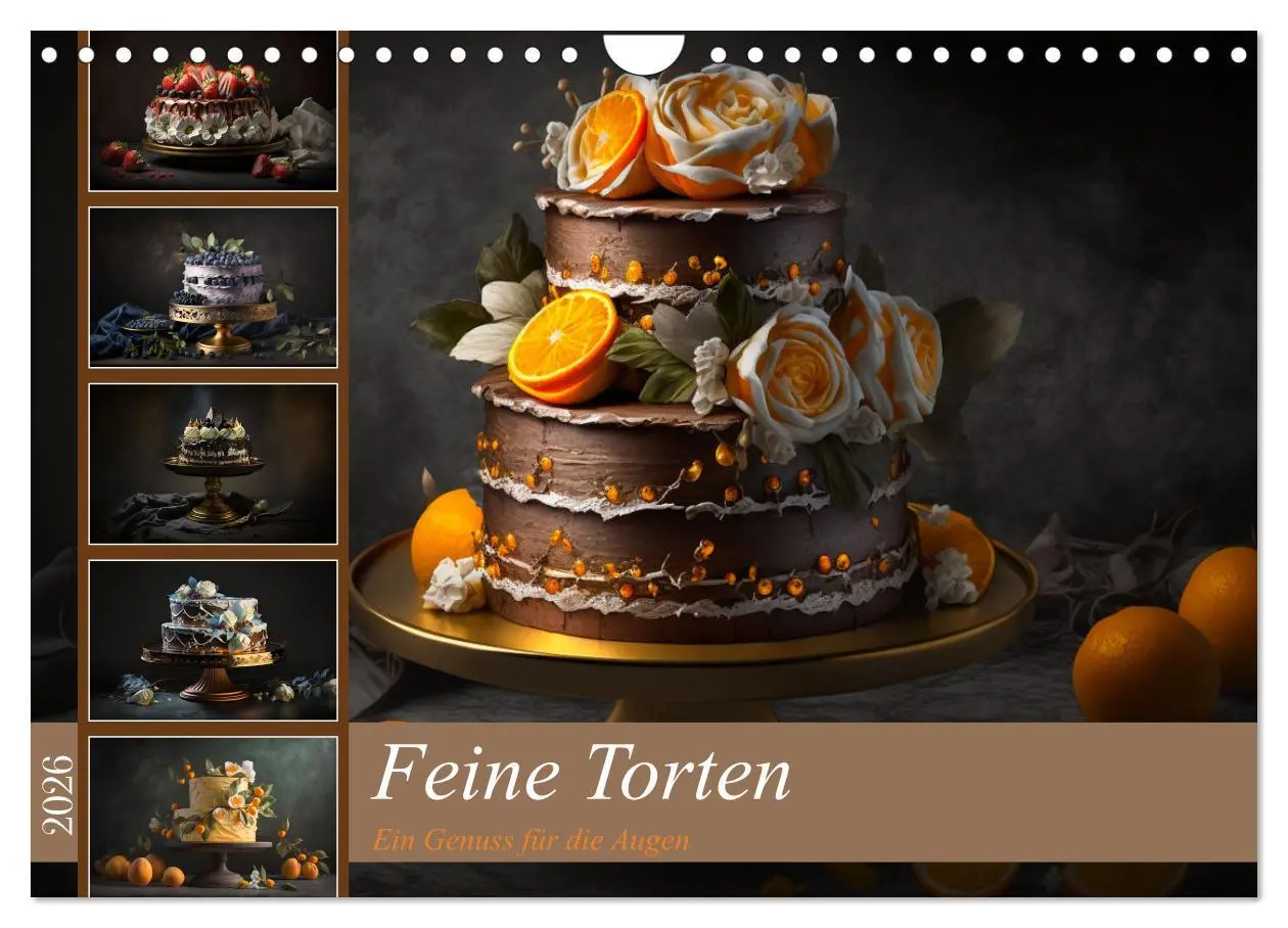 Cover: 9783457536629 | Feine Torten (Wandkalender 2026 DIN A4 quer), CALVENDO Monatskalender