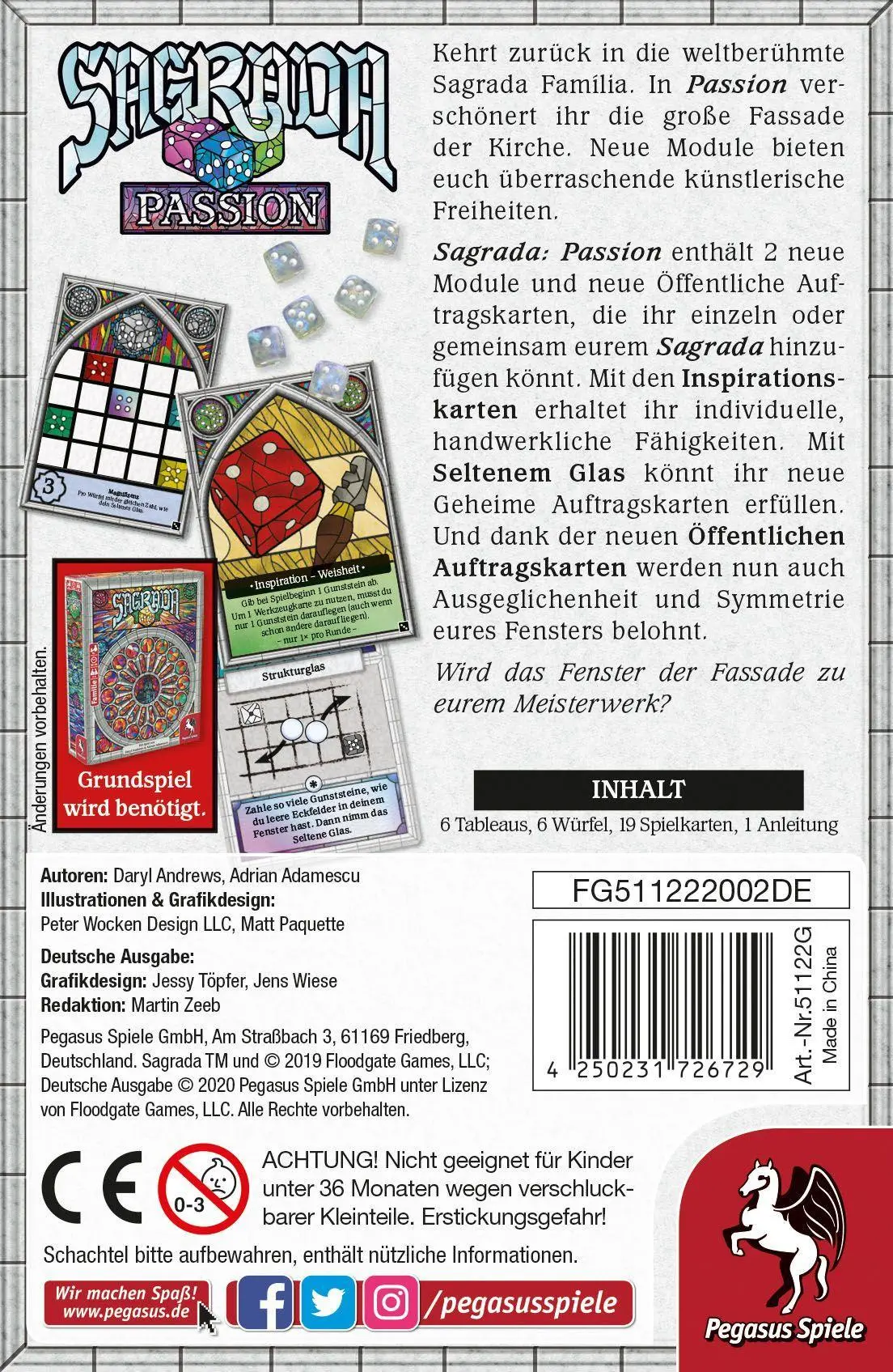 Bild: 4250231726729 | Sagrada Passion [Erweiterung] | Daryl Andrews | Spiel | Brettspiel