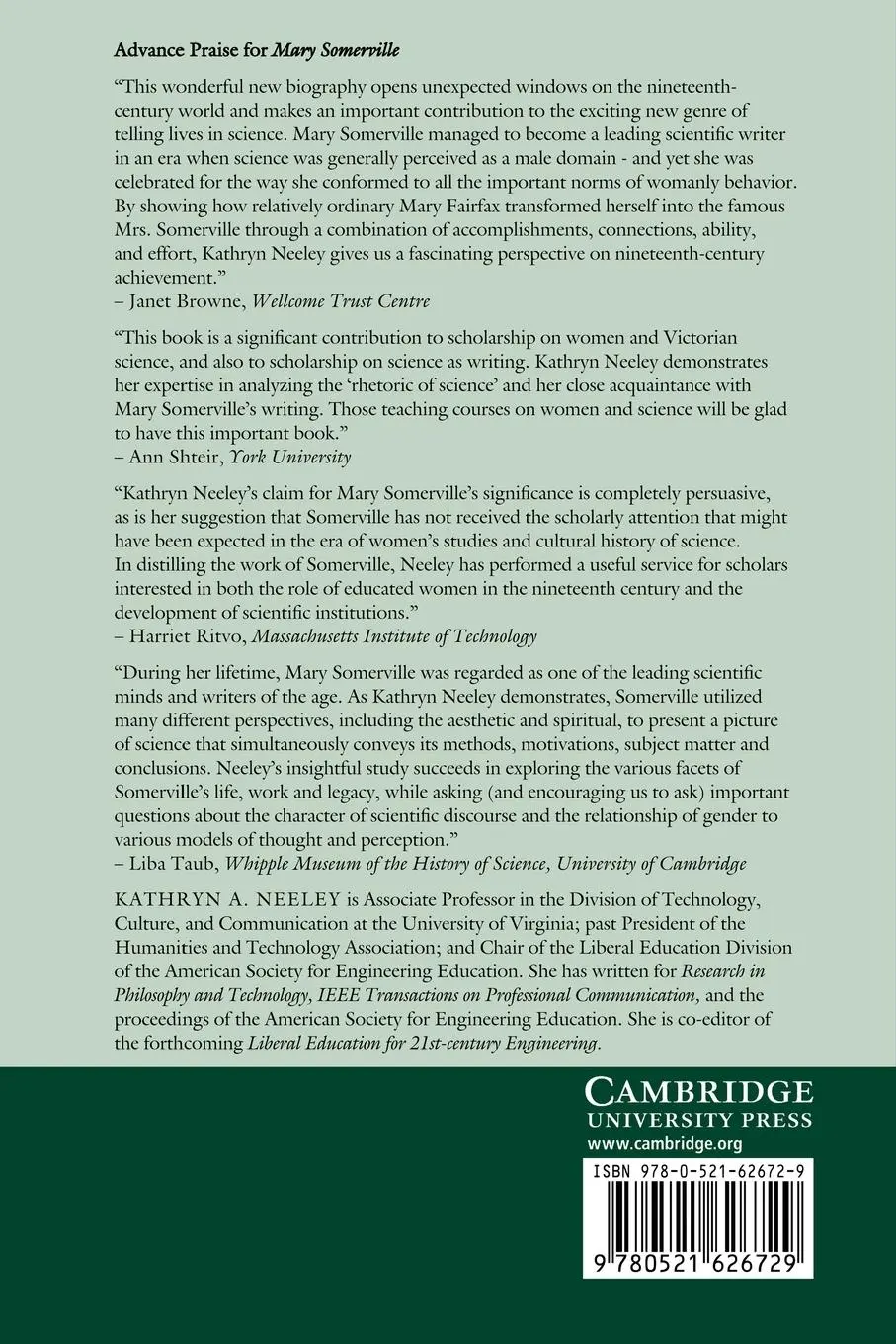 Rückseite: 9780521626729 | Mary Somerville | Science, Illumination, and the Female Mind | Neeley