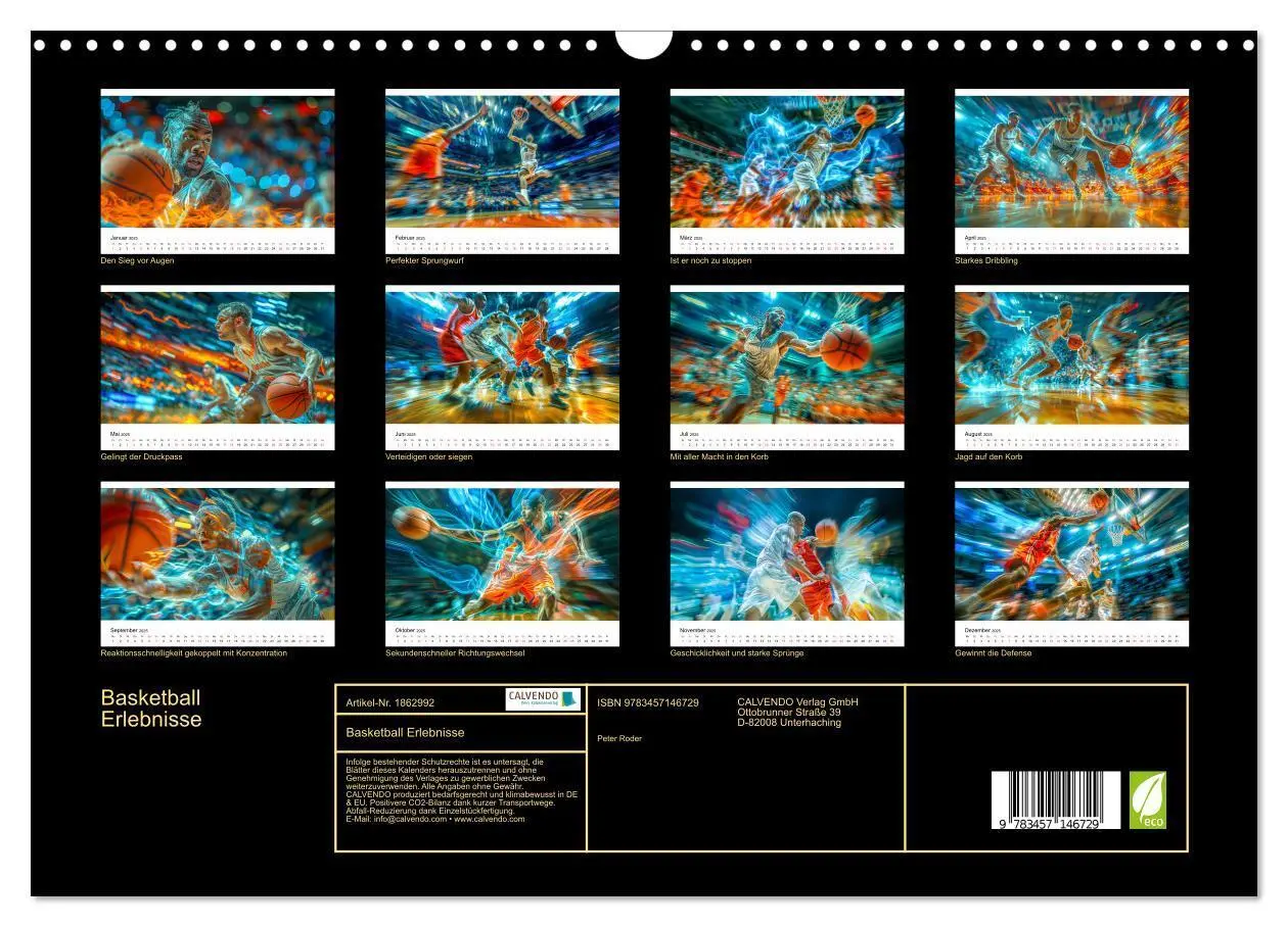 Bild: 9783457146729 | Basketball Erlebnisse (Wandkalender 2025 DIN A3 quer), CALVENDO...
