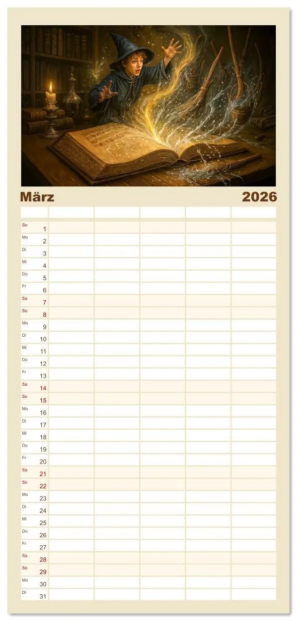 Bild: 9783516616729 | Familienplaner 2026 - Magische Welt der Bücher - Fantastische...