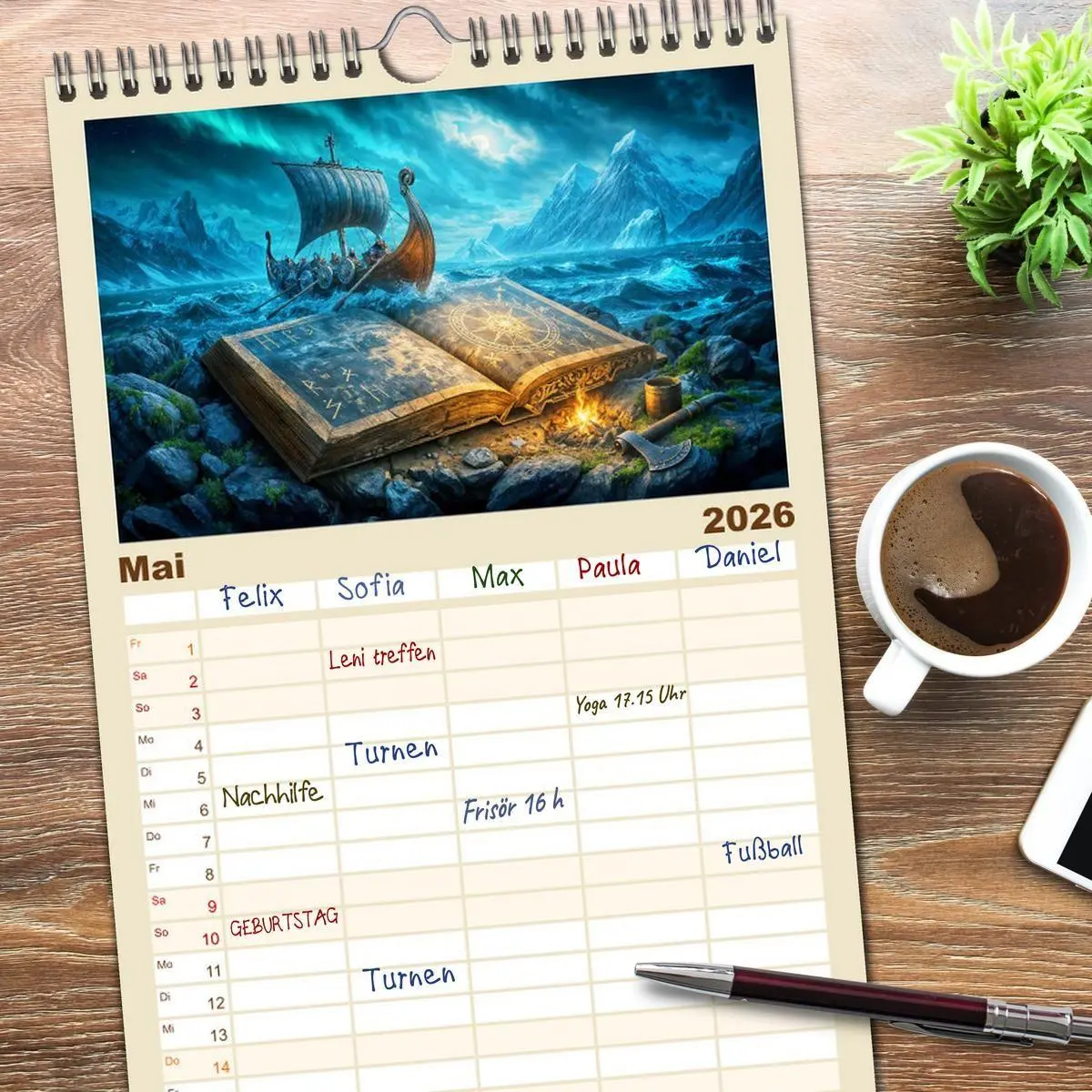Bild: 9783516616729 | Familienplaner 2026 - Magische Welt der Bücher - Fantastische...