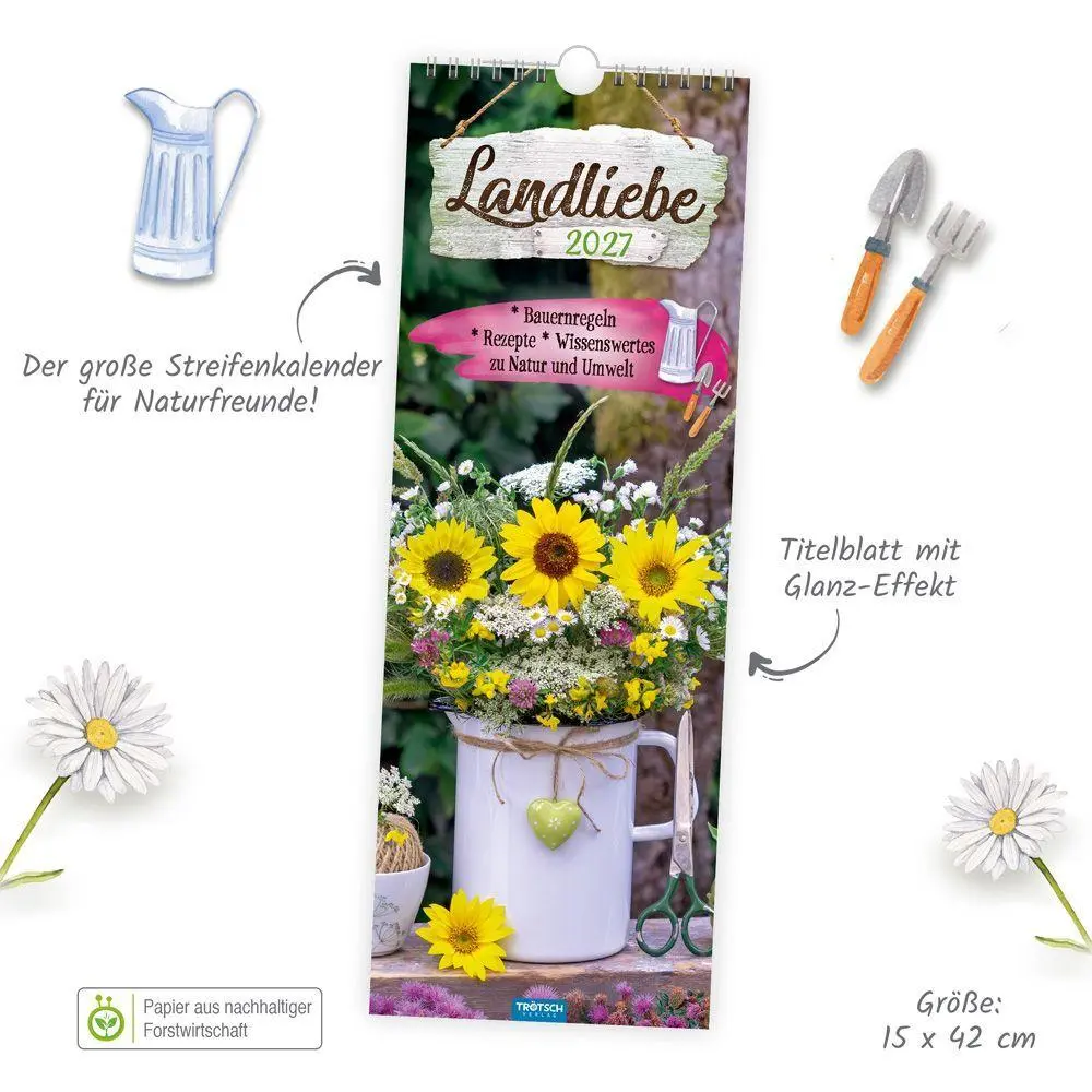 Bild: 9783988026729 | TRÖTSCH - Maxi-Streifenkalender Landliebe 2027 | Wandkalender | KG
