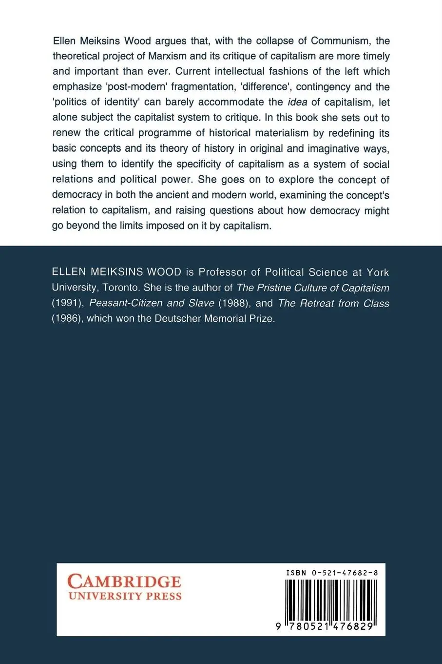 Rückseite: 9780521476829 | Democracy Against Capitalism | Renewing Historical Materialism | Wood
