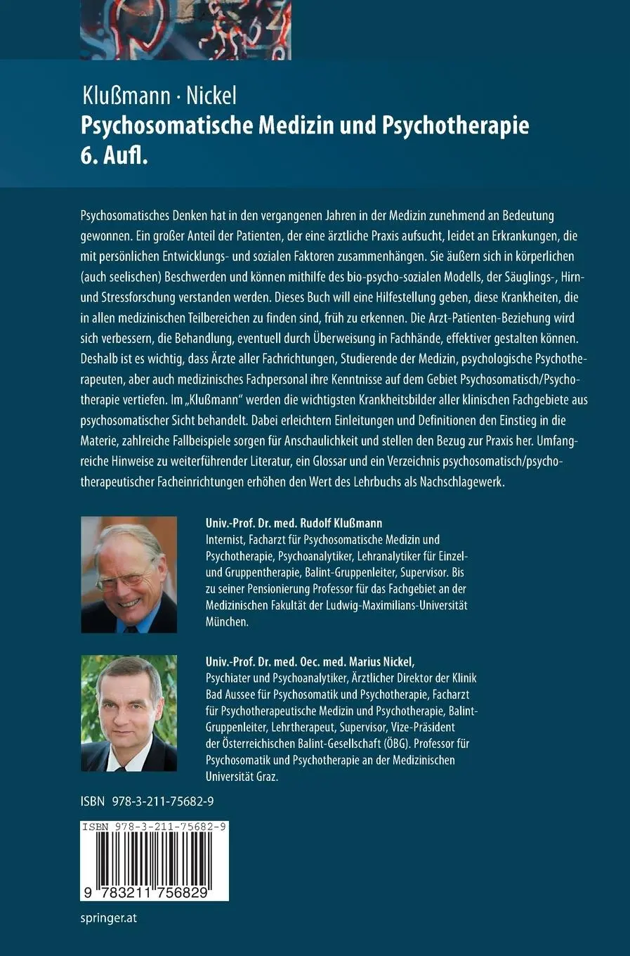 Rückseite: 9783211756829 | Psychosomatische Medizin und Psychotherapie | Rudolf Klußmann (u. a.)