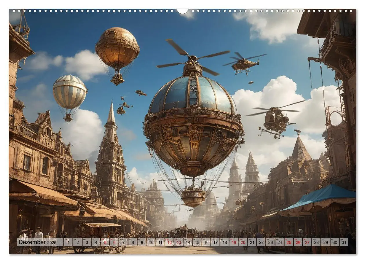 Bild: 9783457446829 | Steampunk - fantastische Fluggeräte (Wandkalender 2026 DIN A2...