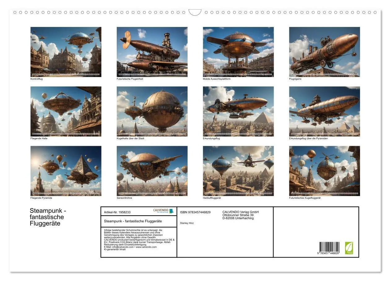 Bild: 9783457446829 | Steampunk - fantastische Fluggeräte (Wandkalender 2026 DIN A2...