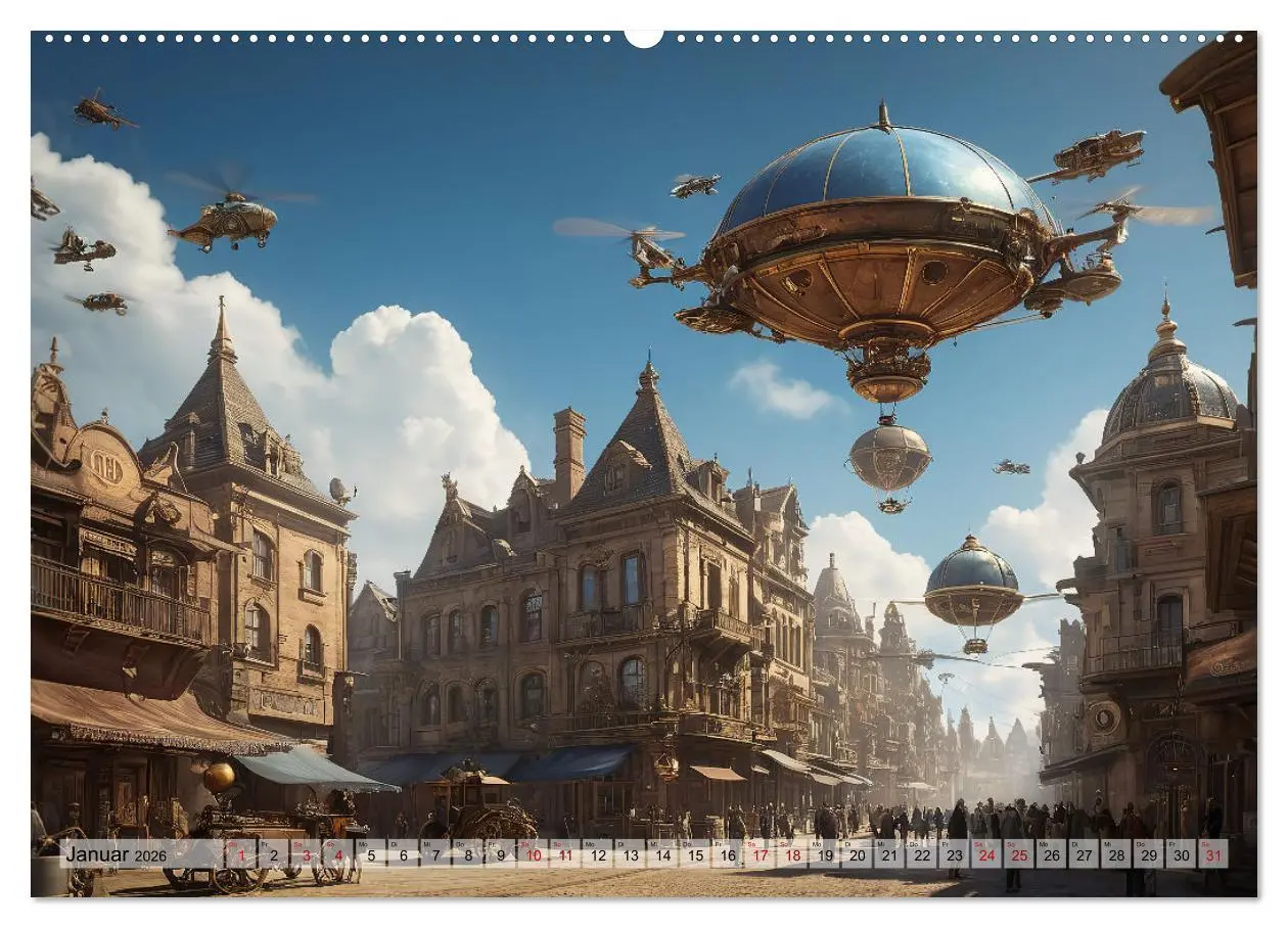 Bild: 9783457446829 | Steampunk - fantastische Fluggeräte (Wandkalender 2026 DIN A2...