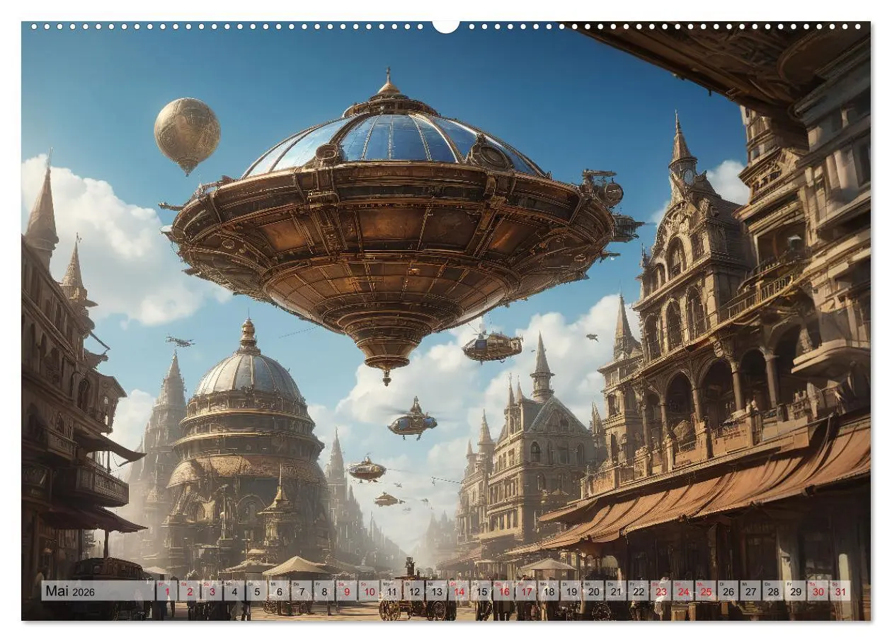 Bild: 9783457446829 | Steampunk - fantastische Fluggeräte (Wandkalender 2026 DIN A2...
