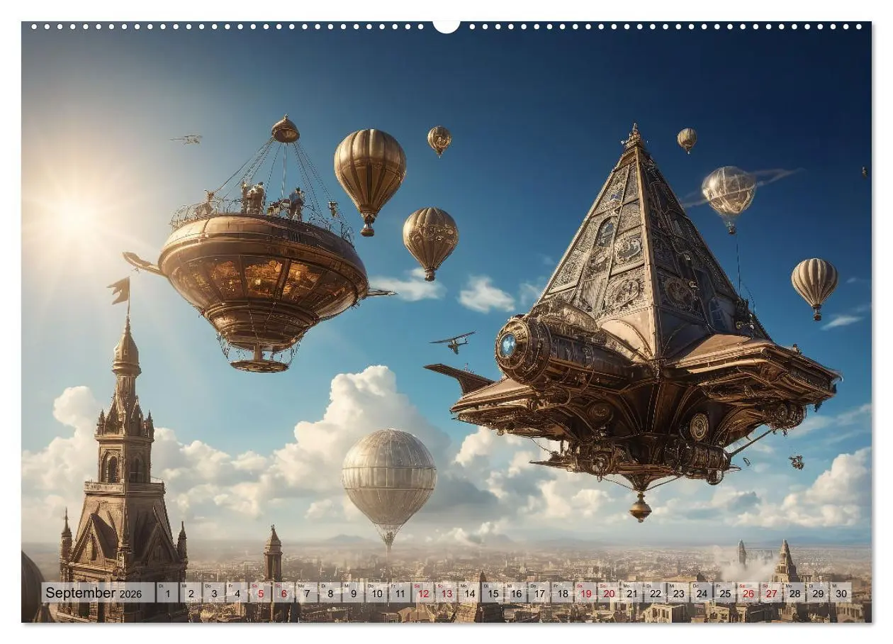 Bild: 9783457446829 | Steampunk - fantastische Fluggeräte (Wandkalender 2026 DIN A2...
