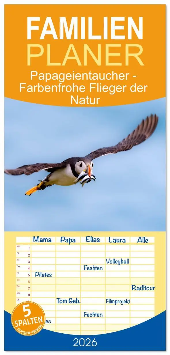 Cover: 9783516606829 | Familienplaner 2026 - Papageientaucher - Farbenfrohe Flieger der...