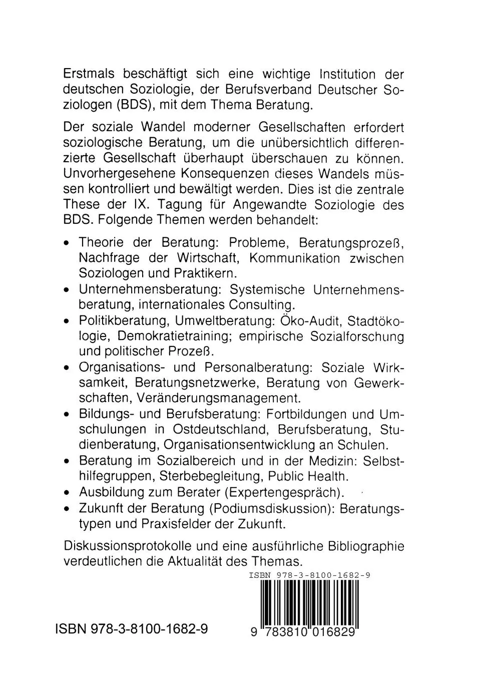Rückseite: 9783810016829 | Soziologische Beratung | Annette Vogel (u. a.) | Taschenbuch | 347 S.