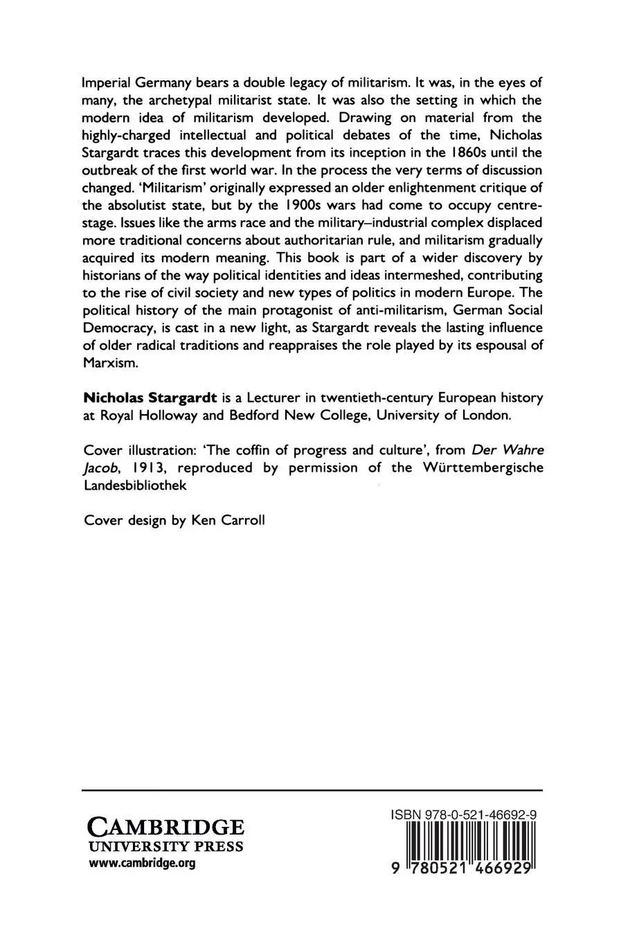 Rückseite: 9780521466929 | The German Idea of Militarism | Nicholas Stargardt | Taschenbuch
