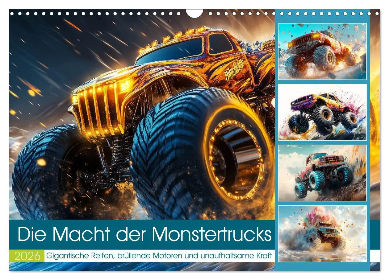 Cover: 9783457296929 | Die Macht der Monstertrucks (Wandkalender 2026 DIN A3 quer),...