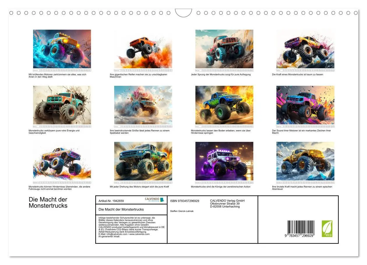 Bild: 9783457296929 | Die Macht der Monstertrucks (Wandkalender 2026 DIN A3 quer),...