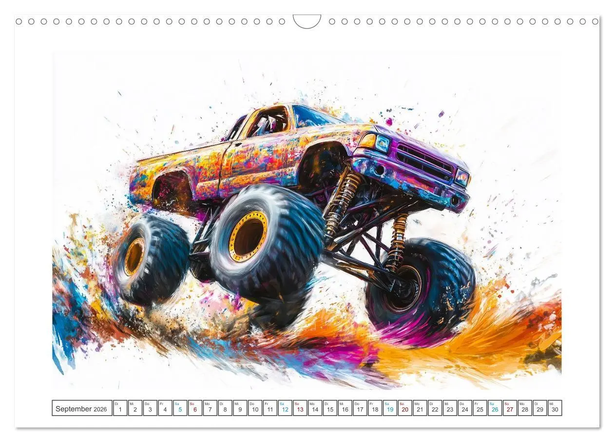 Bild: 9783457296929 | Die Macht der Monstertrucks (Wandkalender 2026 DIN A3 quer),...