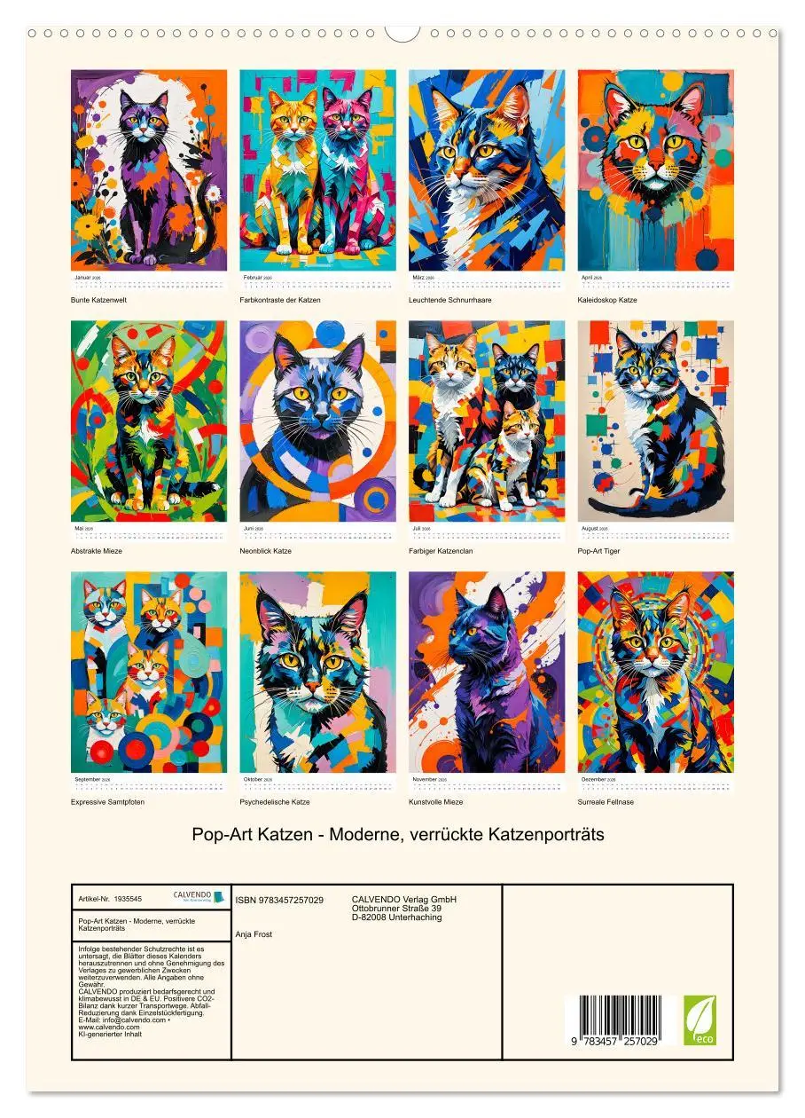 Bild: 9783457257029 | Pop-Art Katzen - Moderne, verrückte Katzenporträts (hochwertiger...