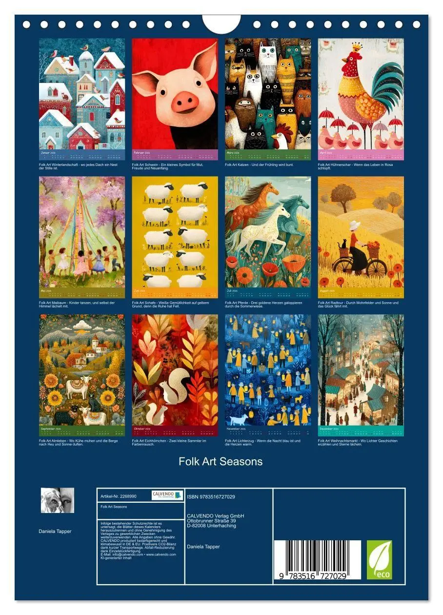Bild: 9783516727029 | Folk Art Seasons (Wandkalender 2026 DIN A4 hoch), CALVENDO...