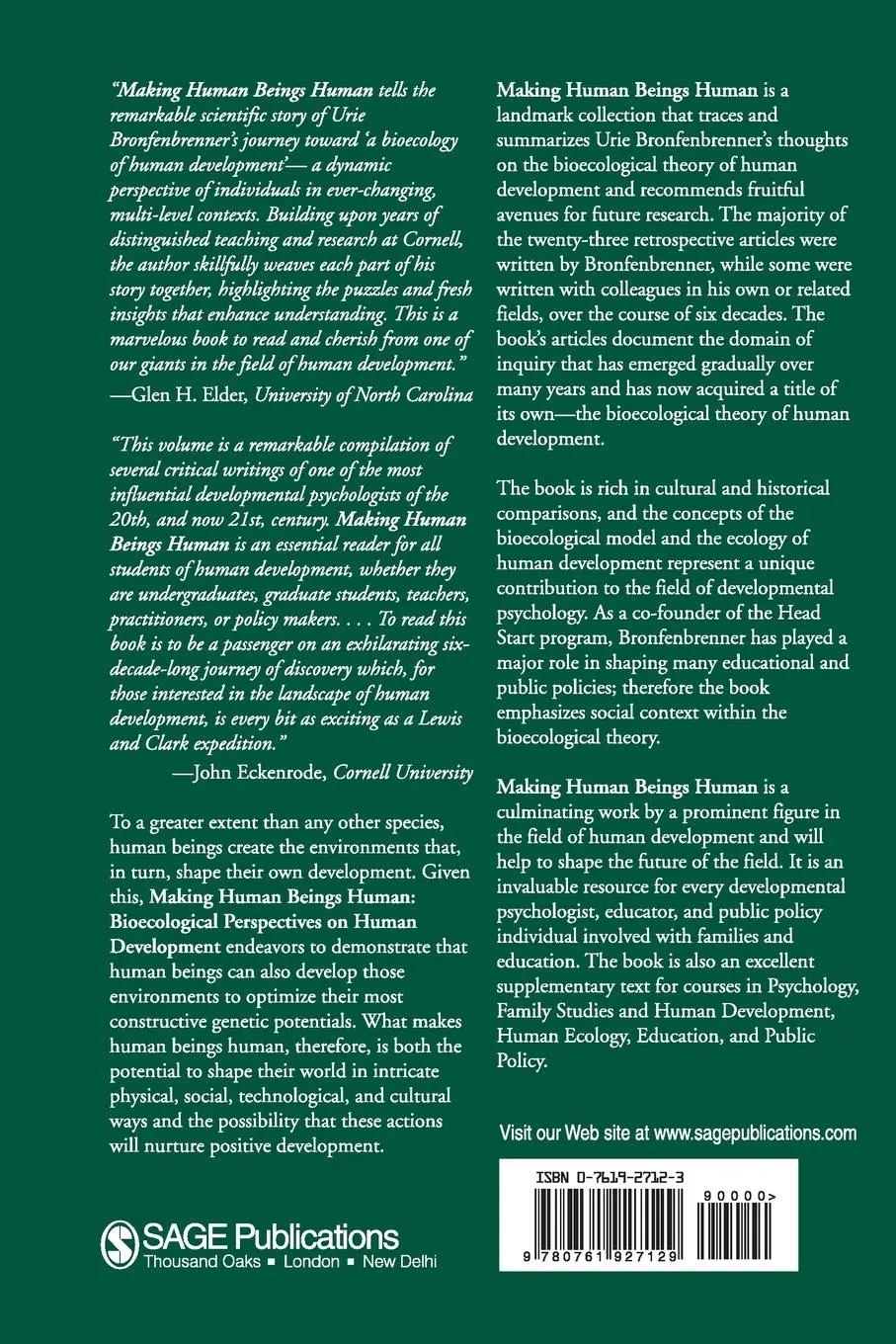 Rückseite: 9780761927129 | Making Human Beings Human | Urie Bronfenbrenner | Taschenbuch | 2004