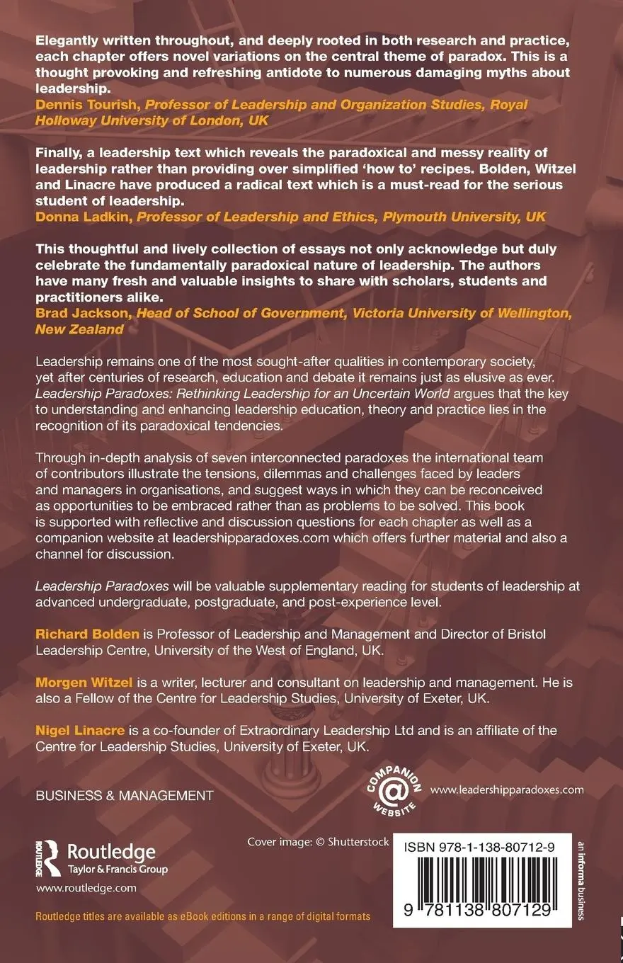 Rückseite: 9781138807129 | Leadership Paradoxes | Rethinking Leadership for an Uncertain World