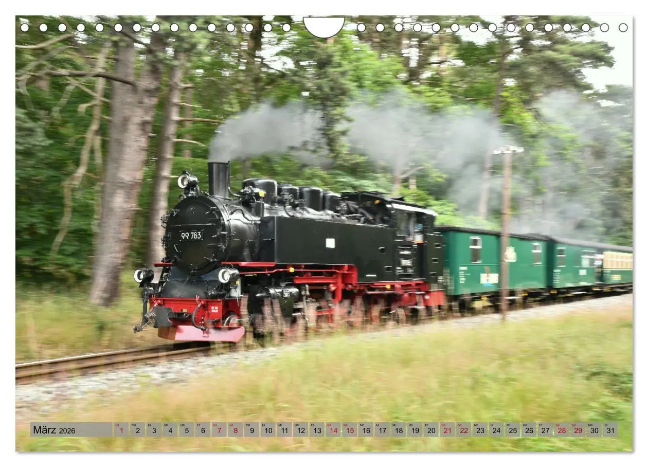 Bild: 9783457627129 | Mit Dampf durch die Natur Rügens (Wandkalender 2026 DIN A4 quer),...