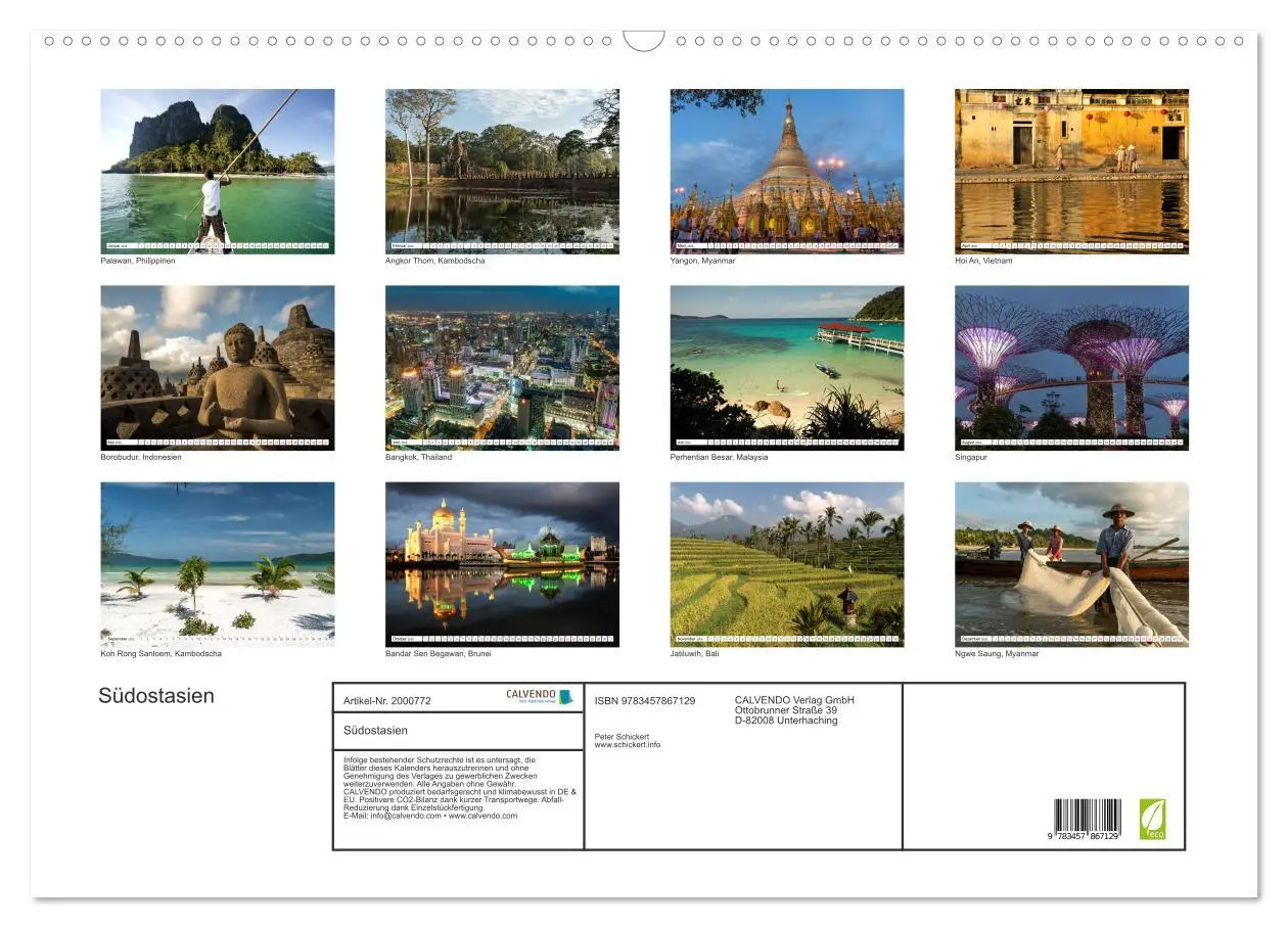Bild: 9783457867129 | Südostasien (Wandkalender 2026 DIN A2 quer), CALVENDO Monatskalender