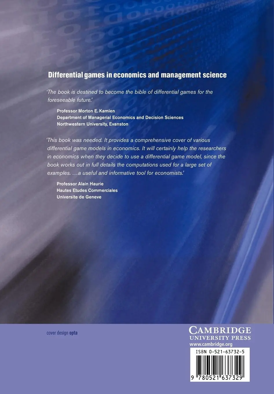 Rückseite: 9780521637329 | Differential Games in Economics and Management Science | Taschenbuch