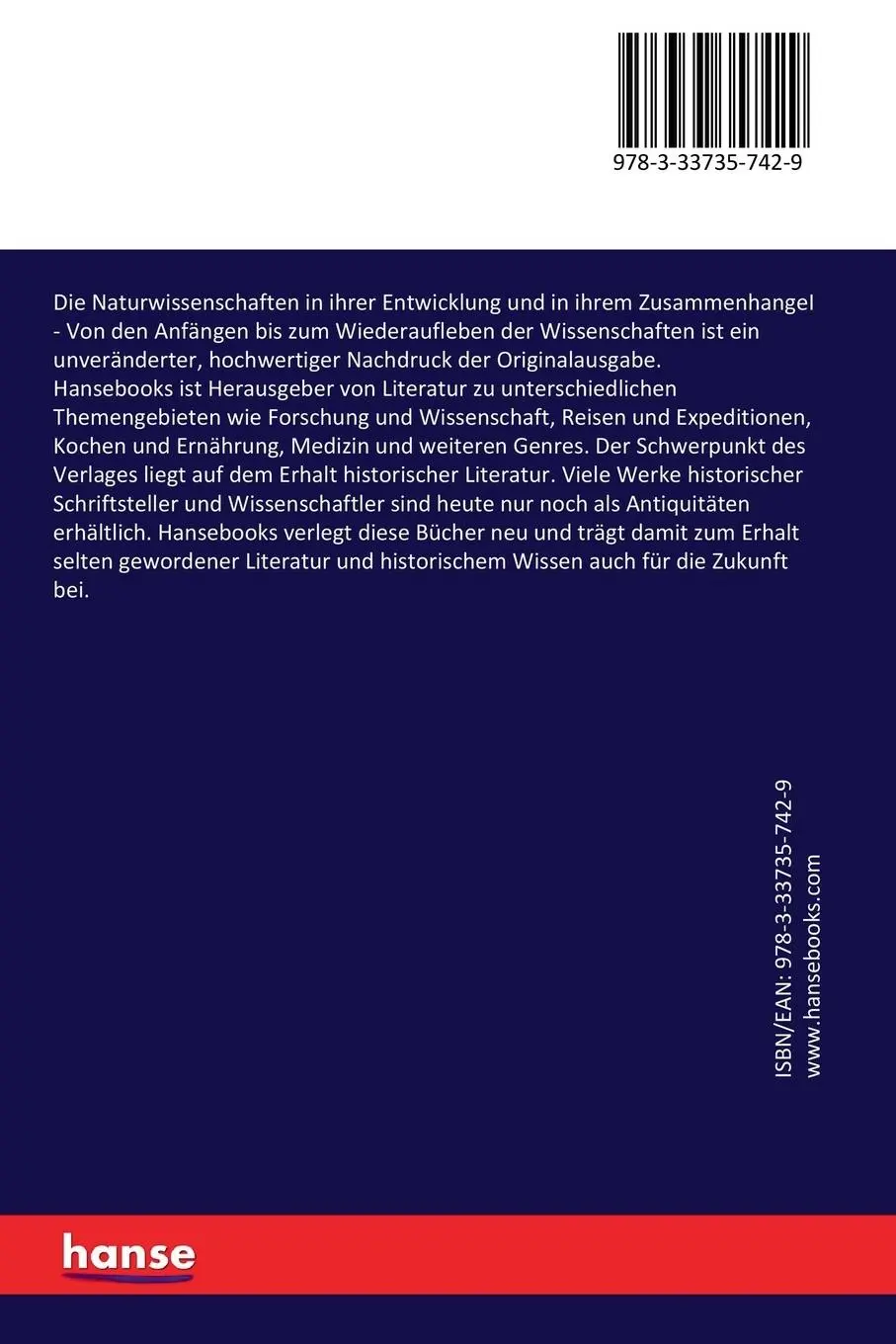 Rückseite: 9783337357429 | Die Naturwissenschaften in ihrer Entwicklung und in ihrem...