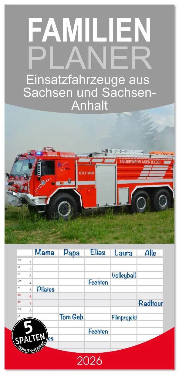 Cover: 9783516617429 | Familienplaner 2026 - Einsatzfahrzeuge aus Sachsen und...