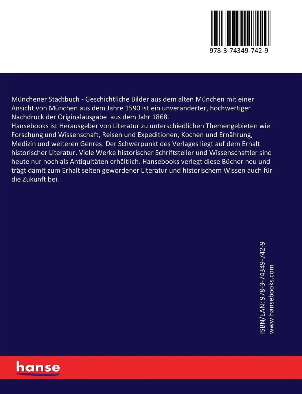 Rückseite: 9783743497429 | Münchener Stadtbuch | Joseph Maria Mayer | Taschenbuch | 644 S. | 2017