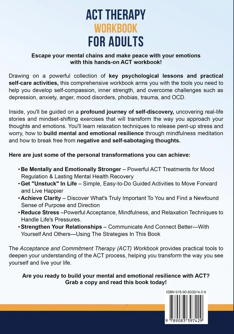 Rückseite: 9789083397429 | ACT Therapy Workbook For Adults | Ava Walters | Taschenbuch | Englisch