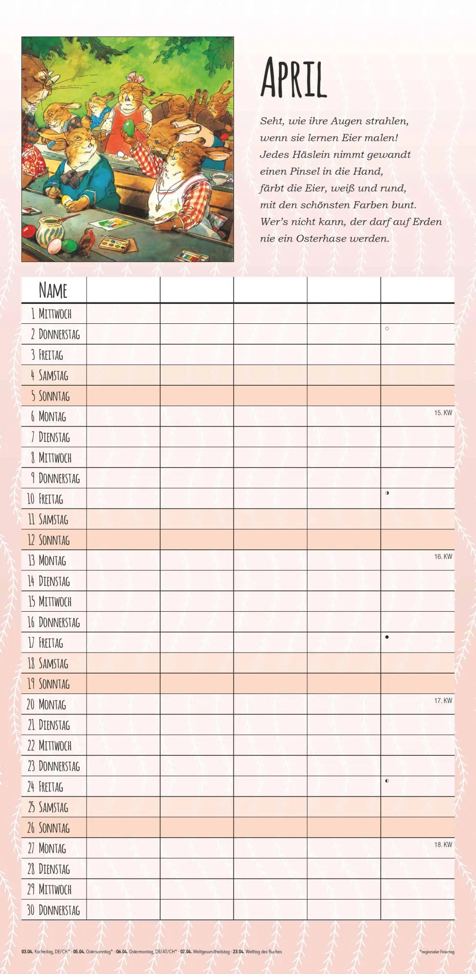 Bild: 4069095007529 | Familienplaner Häschenschule 2026 - Familien-Timer 22x45 cm - mit...