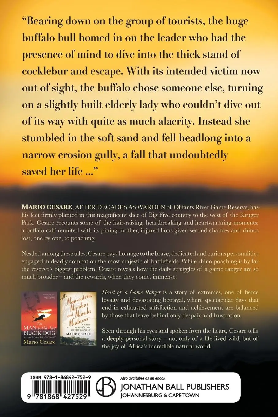Rückseite: 9781868427529 | Heart of a Game Ranger | Stories from a Wild Life | Mario Cesare
