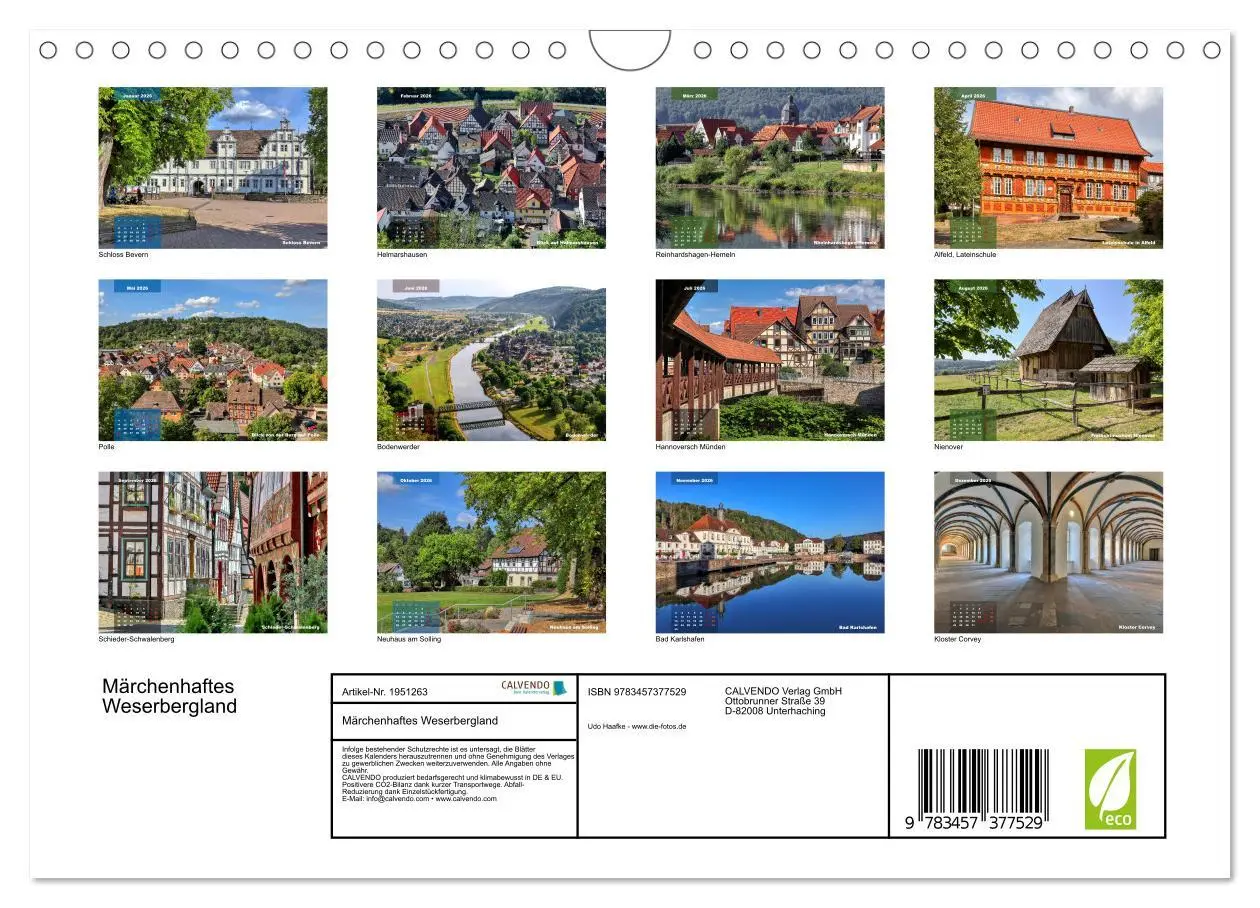 Bild: 9783457377529 | Märchenhaftes Weserbergland (Wandkalender 2026 DIN A4 quer),...