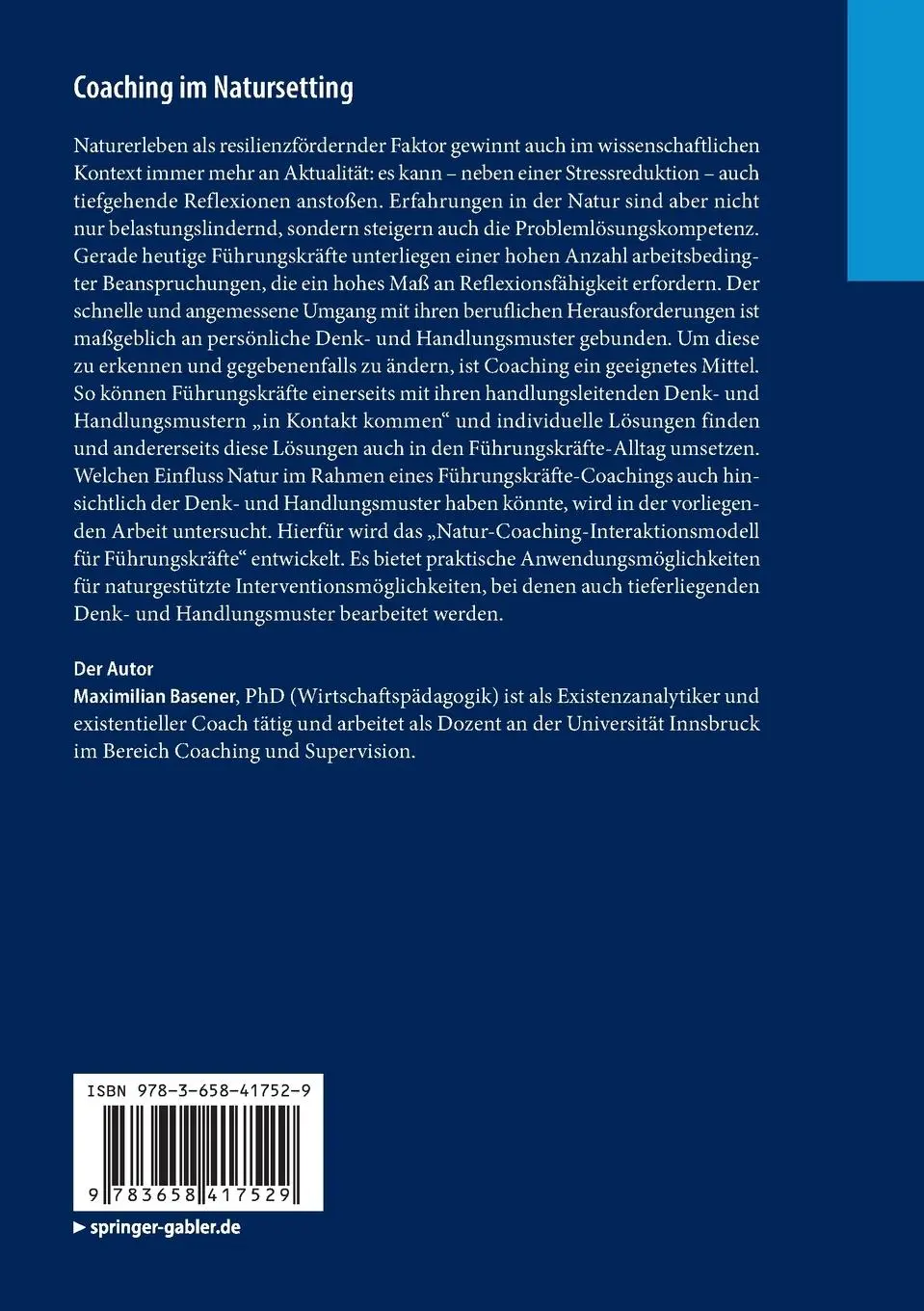 Rückseite: 9783658417529 | Coaching im Natursetting | Maximilian Basener | Taschenbuch | xvii