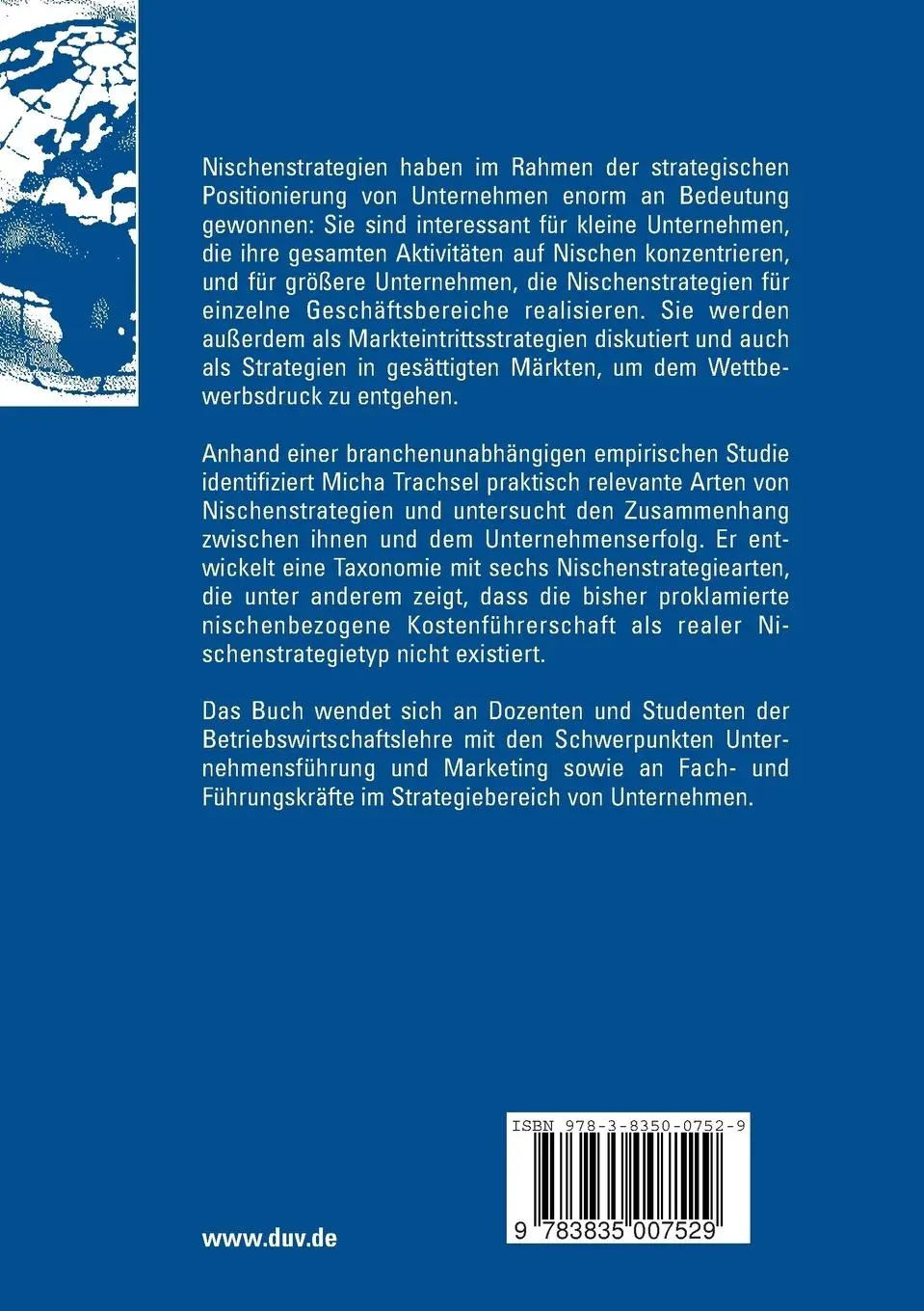 Rückseite: 9783835007529 | Nischenstrategien und ihre Bedeutung für den Unternehmenserfolg | Buch