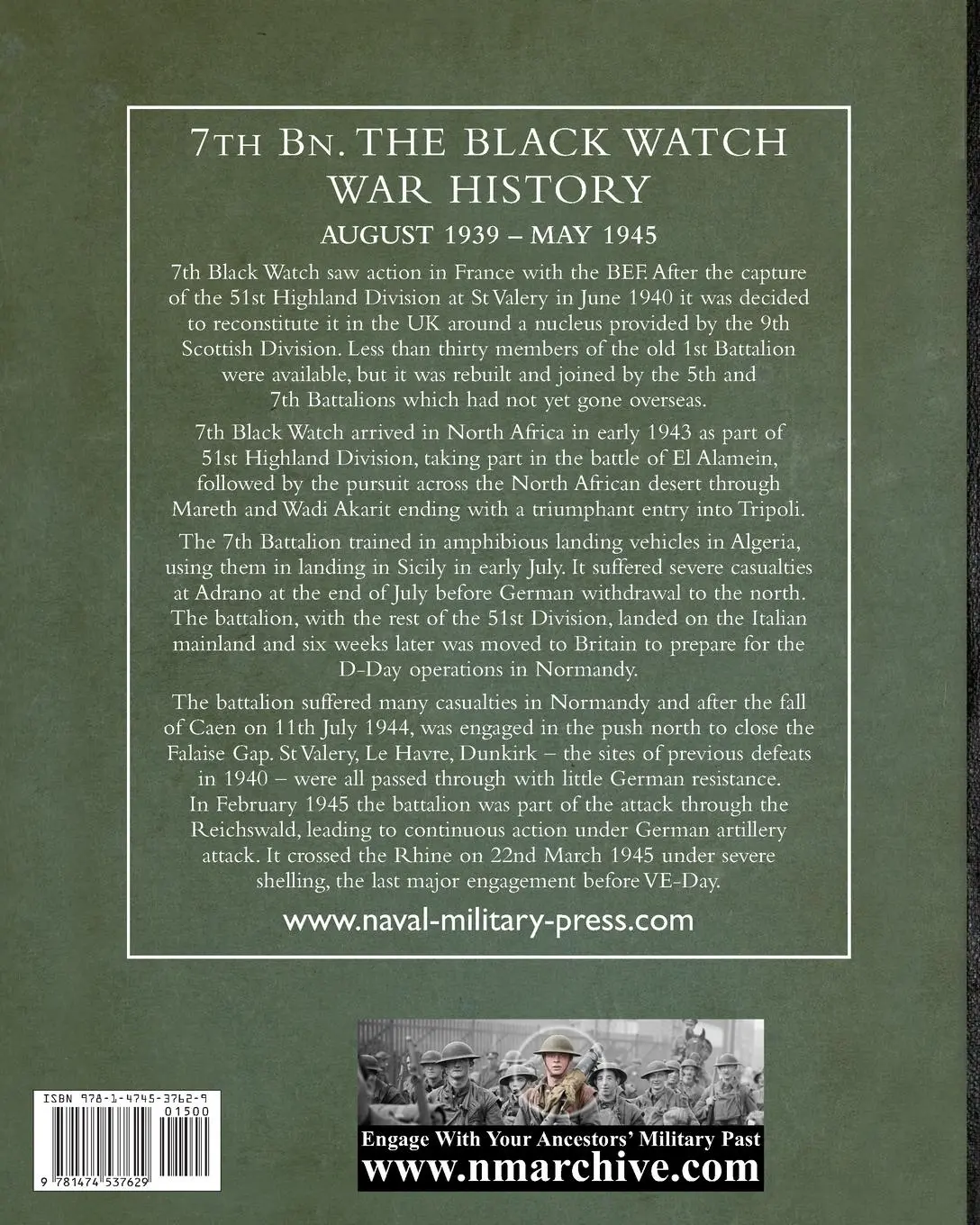 Rückseite: 9781474537629 | WAR HISTORY OF THE 7th Bn THE BLACK WATCH | Anon | Taschenbuch | 2023
