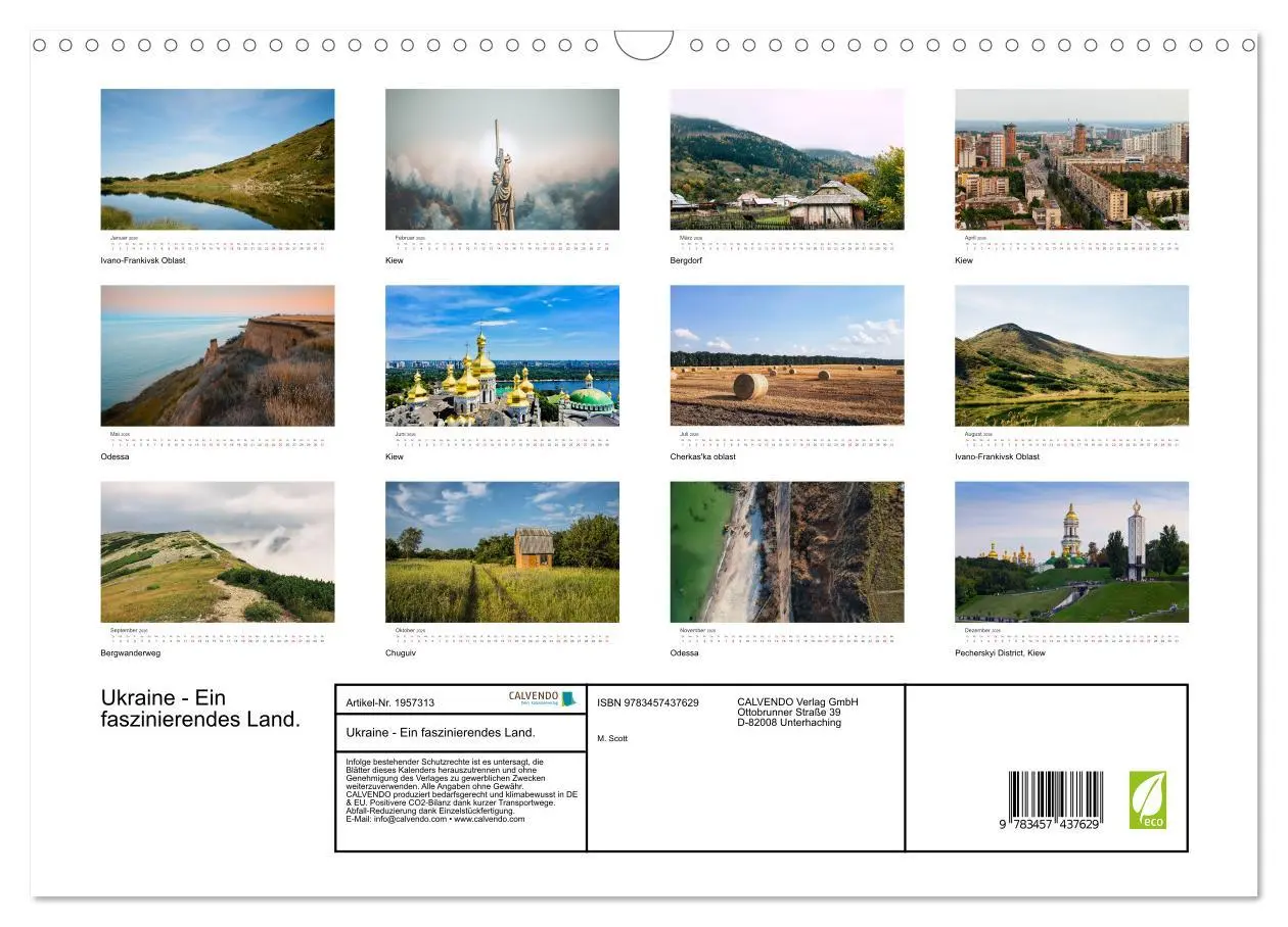 Bild: 9783457437629 | Ukraine - Ein faszinierendes Land. (Wandkalender 2026 DIN A3 quer),...