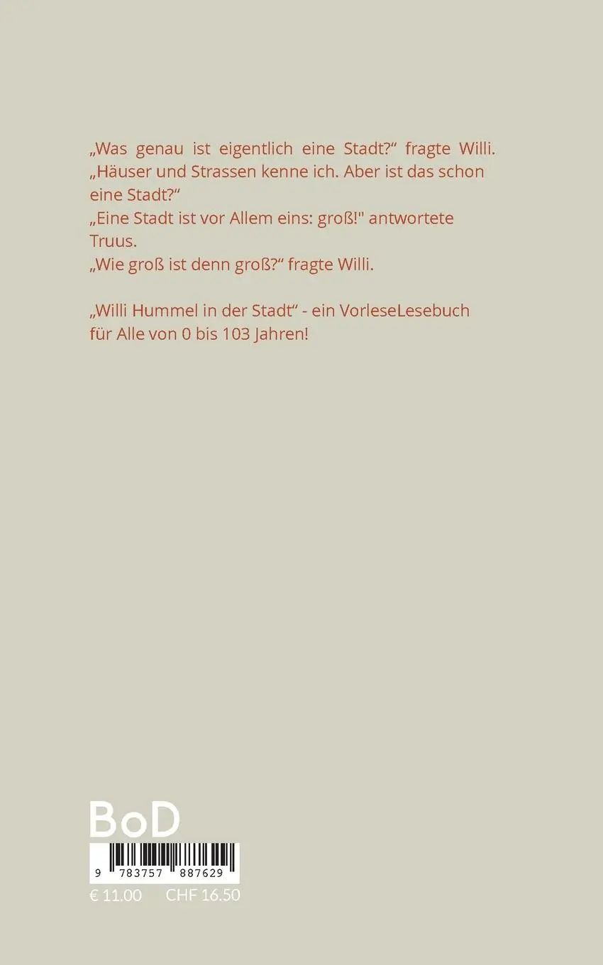 Rückseite: 9783757887629 | Willi Hummel in der Stadt | Christina de Groot | Taschenbuch | 72 S.