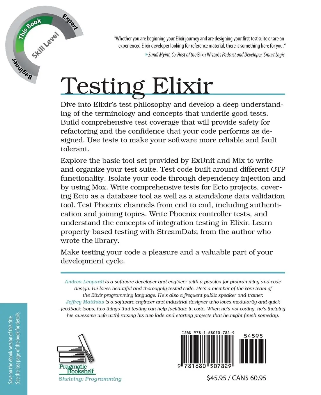 Rückseite: 9781680507829 | Testing Elixir | Andrea Leopardi (u. a.) | Taschenbuch | Englisch