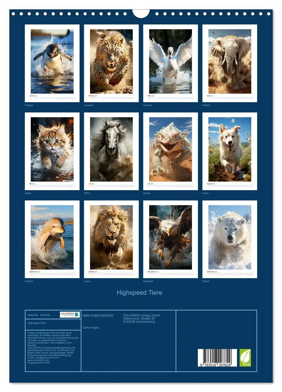 Bild: 9783516297829 | Highspeed Tiere (Wandkalender 2026 DIN A3 hoch), CALVENDO...