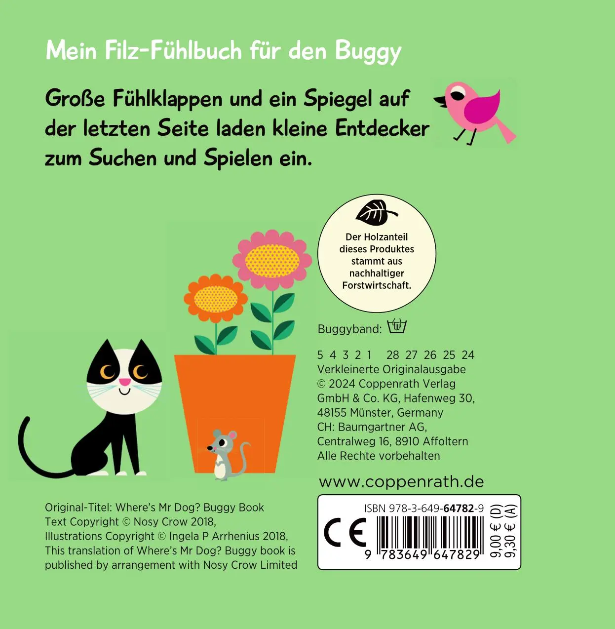 Rückseite: 9783649647829 | Mein Filz-Fühlbuch für den Buggy: Kuckuck, kleiner Hund! | Arrhenius