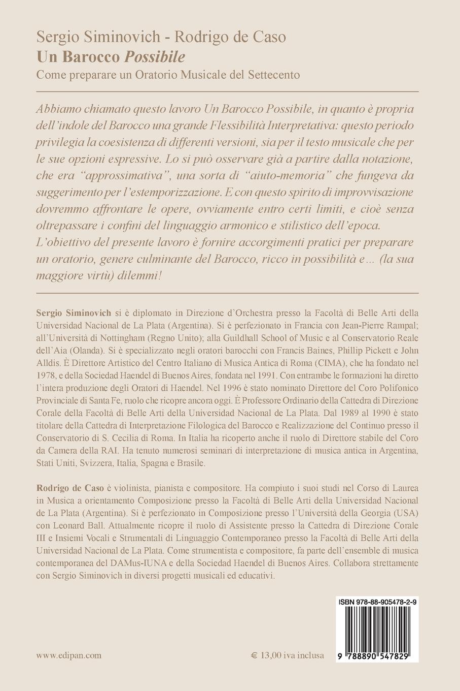 Rückseite: 9788890547829 | Un Barocco Possibile | Sergio Siminovich (u. a.) | Taschenbuch | 2017