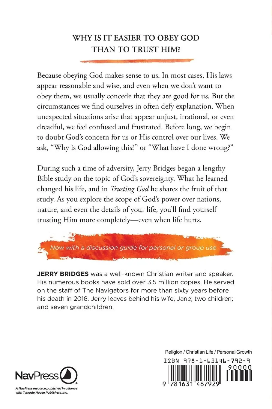 Rückseite: 9781631467929 | Trusting God | Jerry Bridges | Taschenbuch | Englisch | 2017