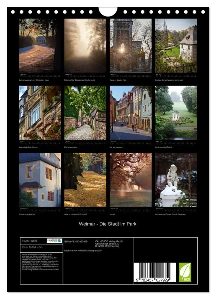 Bild: 9783457027929 | Weimar - Die Stadt im Park (Wandkalender 2025 DIN A4 hoch),...
